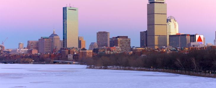 boston winter skyline, great view from the Inn at Longwood Medical in Boston