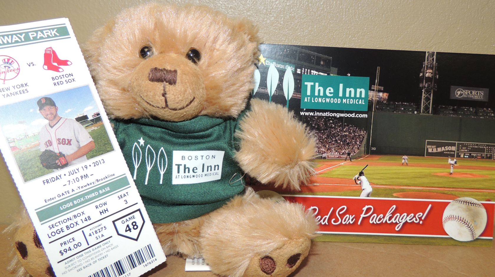 Hope the bear and baseball tickets promo for Inn at Longwood Medical in Boston