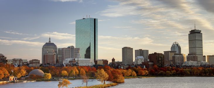 boston skyline during the fall 